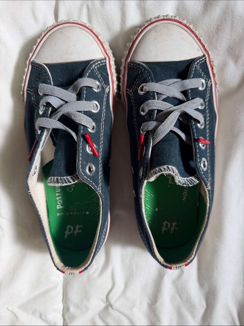 P.F. Flyers Kids Navy Canvas Low-Top Sneakers with Red Trim